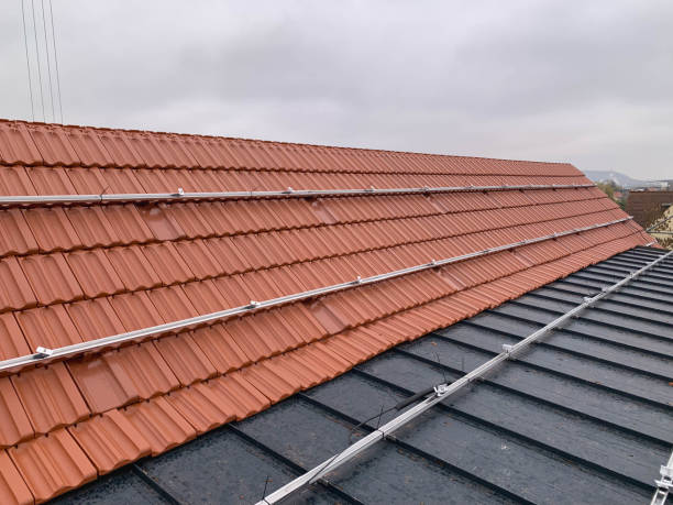 istock Residential Roof Equipped with Aluminum Mounting Structures Undergoing Preparation for Solar Panel Installation 2186345701
