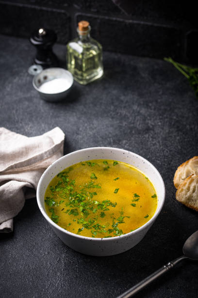 istock Chicken broth with parsley, healthy food 2186346287