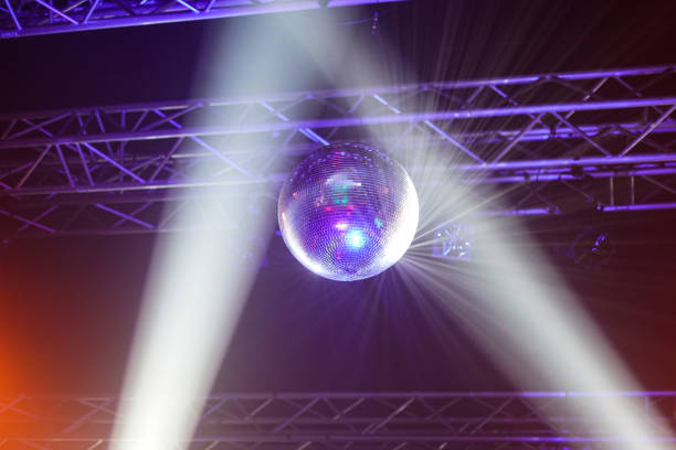 Shining disco ball in the club. Close up