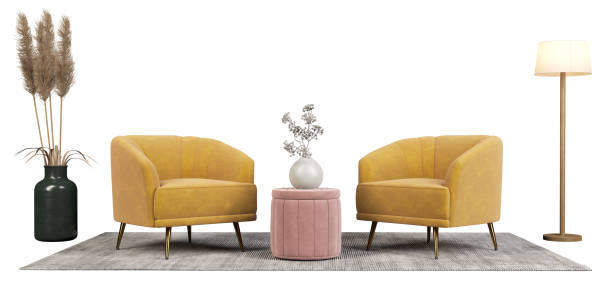 istock Isolate furniture lounge living room set on carpet white backgrounds 3d rendering 2186359102