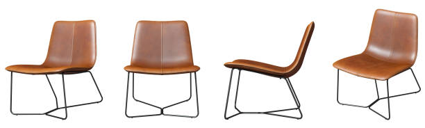 istock Modern minimal leather armchair shapes cutout on white backgrounds 3d rendering 2186359109