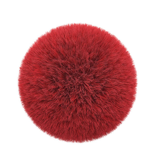istock Red fur or fluffy sphere fabric on a white background. Abstract sphere fur pillow made of flowing fabric or yarn tangled. Object clipping path. 3D Illustration. 2186363747