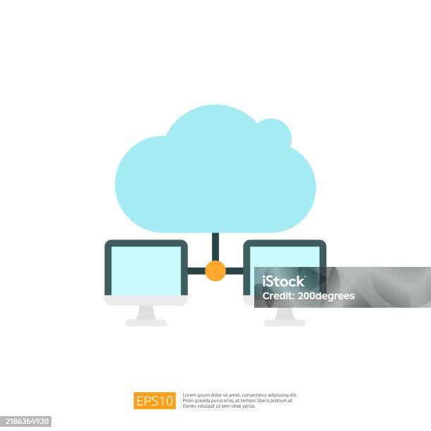 Simple Computer And Cloud A Simple Graphic Illustration Showing Two Computer Monitors Connected ...