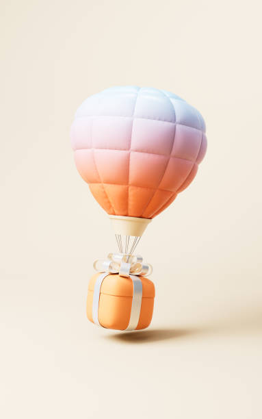 istock Inflatable hot air balloon with cartoon style, 3d rendering. 2186365399