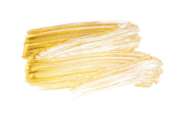 istock Gold acrylic brushstroke on a white background. 2186401183