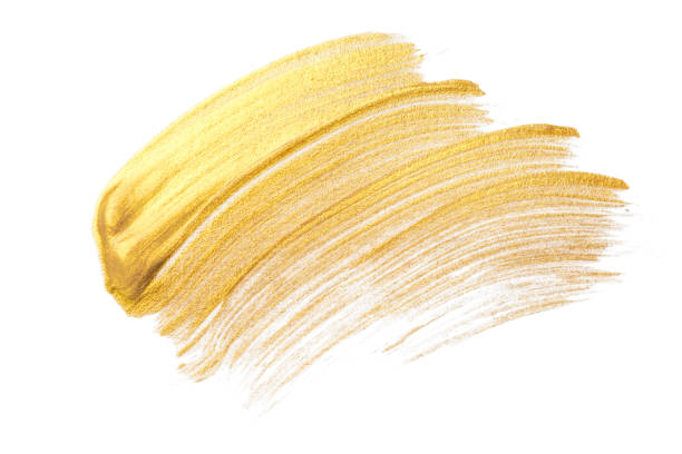 istock Gold acrylic brushstroke on a white background. 2186401186