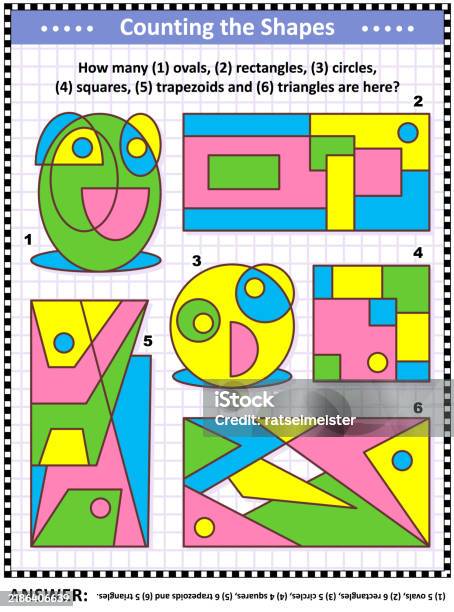 Solving Math Shapes Common Sense Problems Educational Math Puzzle For Kids And Adults With Basic Shapes Count ...