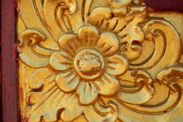 close-up of decorative gold flowers