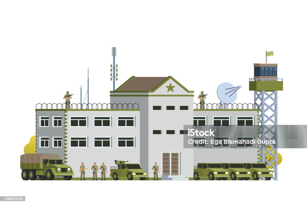 Foreign Operations Base Animation Military Base Or Fort Building Illustration Vector Stock Illustration ...