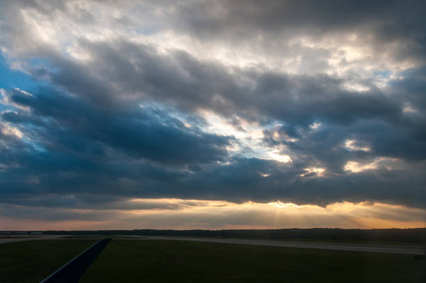 A beatiful sunset over North Carolina, while approaching Raleight-Durham international airport.