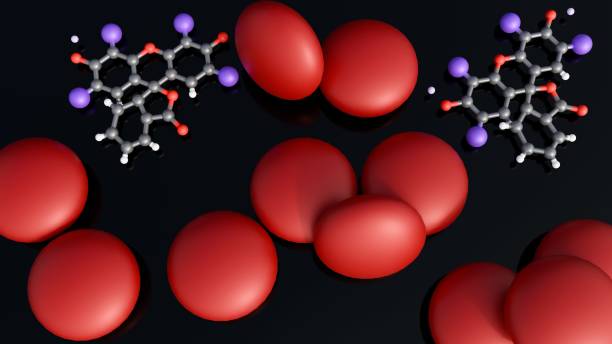 istock 3D molecular structure of Red No. 3 and red candies 2186413665
