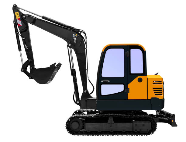 istock Yellow excavator isolated on white background with clipping path 2186419160