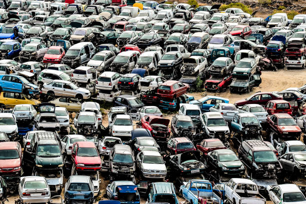 istock Old Junk Cars On Junkyard 2186420622