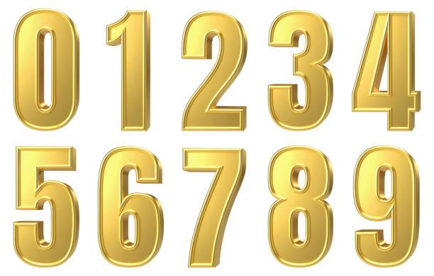set of 3d gold numbers