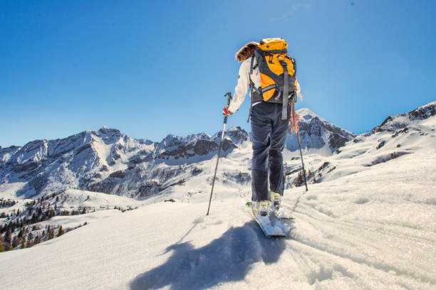 istock Mountaineer skier with sealskins 2186426835