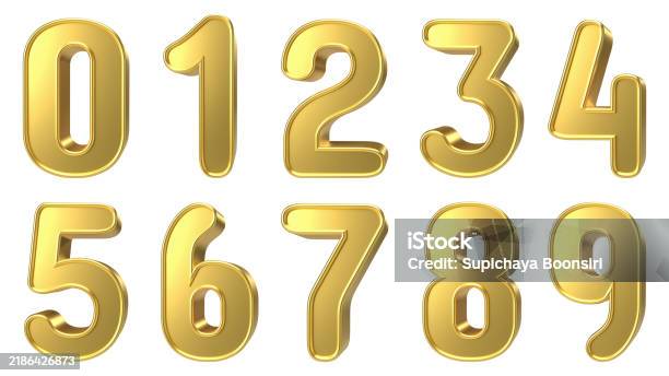 Gold Ref Numbers Set Of 3d Gold Numbers Stock Photo - Download Image Now - Abstract ...