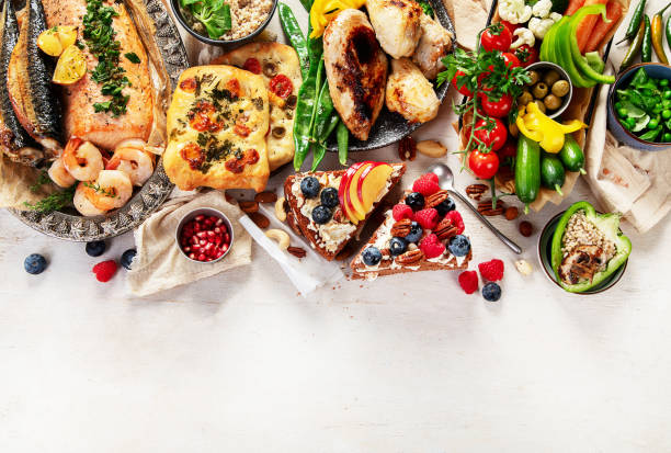 istock Variety Healthy Food On Table 2186427173