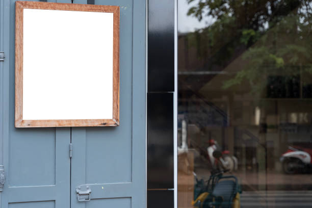 istock Blank shop frame signage, Blank restaurant shop sign or menu board with blank front 2186433884