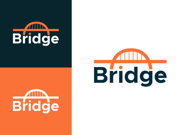 ilustrații de stoc cu design logo-mark bridge. combină elementele vectoriale ale podului pe cuvânt - pod