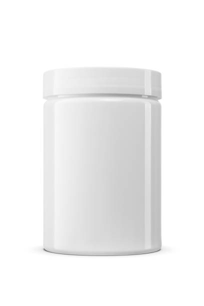 istock Plastic jar for protein, washing powder, cosmetics or medicals isolated on white. 2186439539