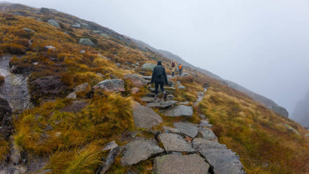 istock Hikers on Foggy Mountain Trail 2186443272