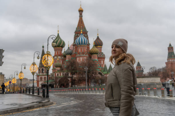 istock Woman by Saint Basil's Cathedral 2186443794