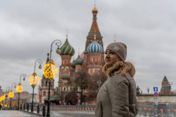 istock Woman by Saint Basil's Cathedral 2186443811