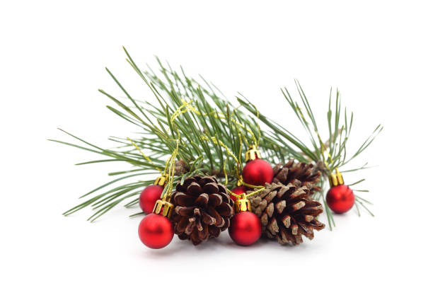 istock Christmas tree branch with decorations and cones. 2186444082