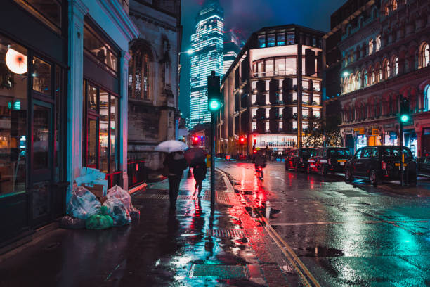 istock Illuminated City At Night in London on rainy day 2186449062