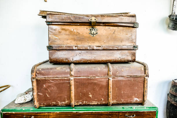 istock Old Vintage classic brown leather suitcase Travel concept 2186452096