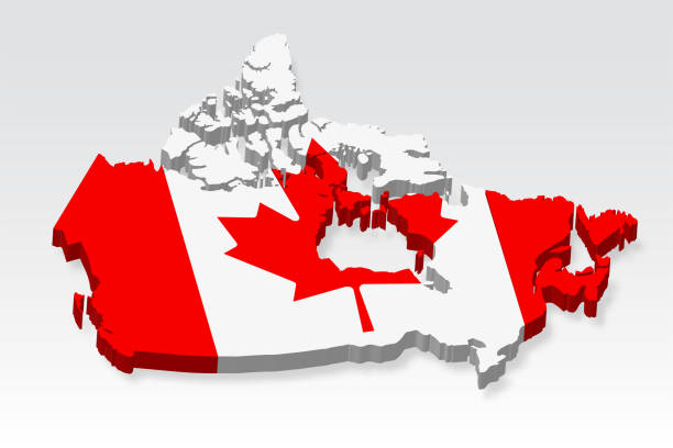 istock 3D  Canada map with flag. Three dimensional map of Canada with shadow. Flag of Canada on white background for your design, app, UI.  Stock vector. EPS10. 2186455099