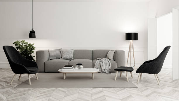 istock Large luxury modern bright interiors Living room mockup illustration 3D rendering image 2186456544