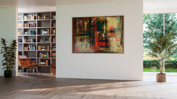 istock Large luxury modern bright interiors Living room mockup illustration 3D rendering image 2186456636