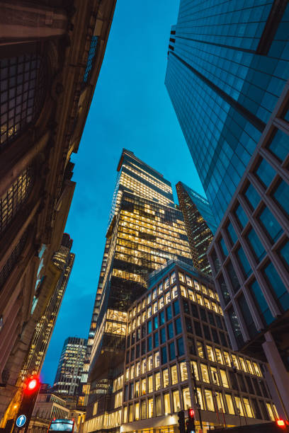 istock Illuminated office buildings in London 2186457304