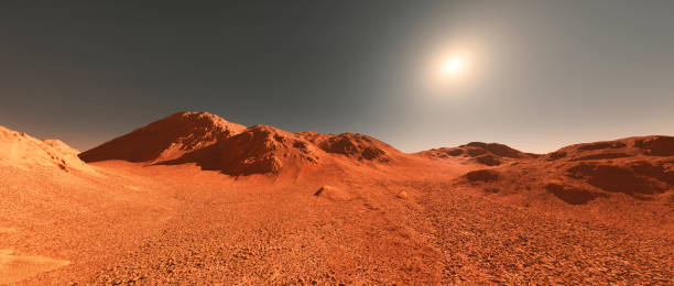 istock Planet mars illustration, orange red eroded mars surface, science fiction 3D illustration background. 2186460496
