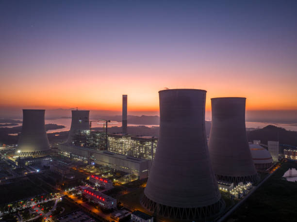 istock Thermal power plant at sunset, modern concept 2186462937