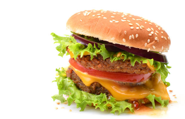 istock American hamburger on a white background 2186463391
