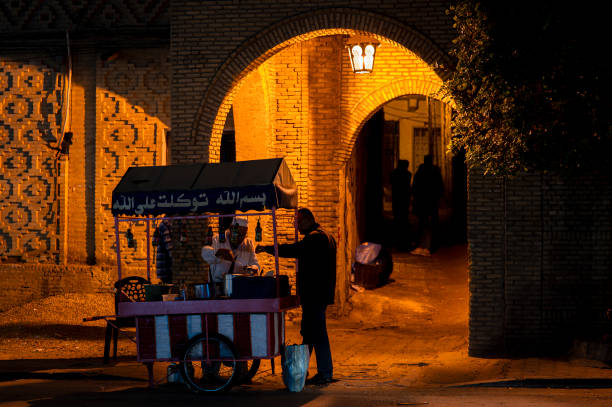 Tozeur, Tunisia - November 6, 2024: Typical Arabic street food stand.