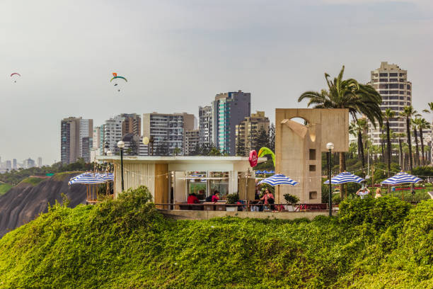 Miraflores District, Lima, Peru - November 21, 2024: Intihuatana Park at cliff