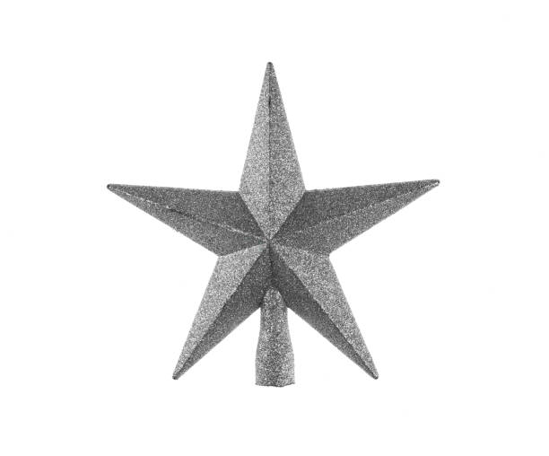istock silver christmas star for christmas tree isolated on white background 2186477405