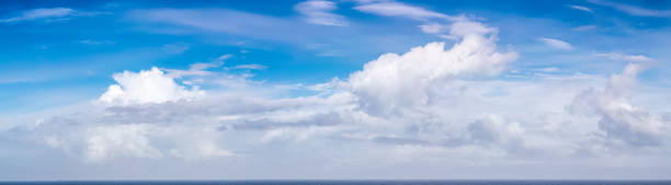 istock Cloudy Blue Colorful Sky over North Atlantic Ocean. Cloudscape Nature Background 2186480398
