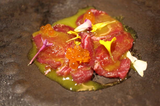istock Italian cuisine: aged yellowfin tuna with pistachio sauce 2186480601