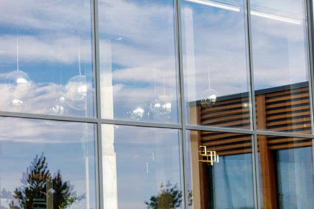 istock The glass window is reflecting the sky and the clouds 2186480849