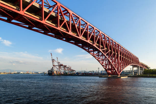 istock Red bridge , Minato Bridge in Osaka 2186485602