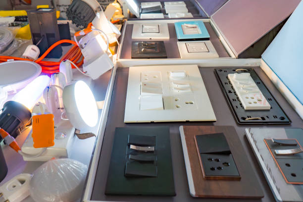 Large stack of generic household kitchen appliances are displayed together in this 3D animation. All designs are fictitious and not modeled after real products.