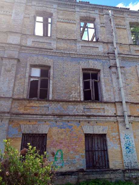 istock old abandoned building on blue sky background 2186493836