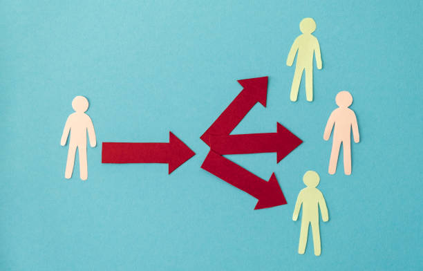 istock Concept of people moving in different directions 2186494101