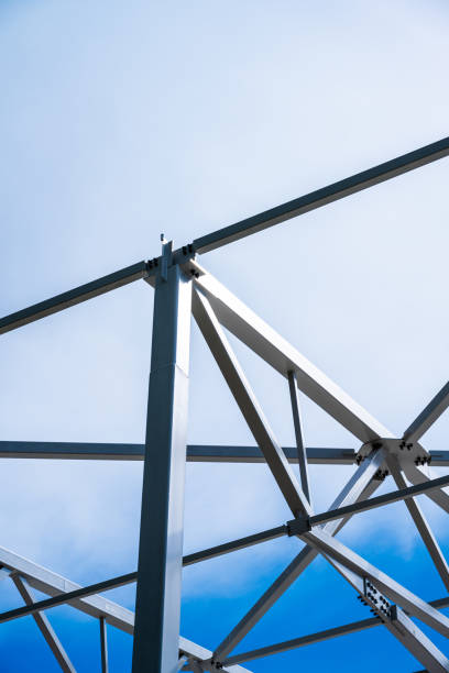 istock Steel truss of a large ware house under construction.. 2186497377