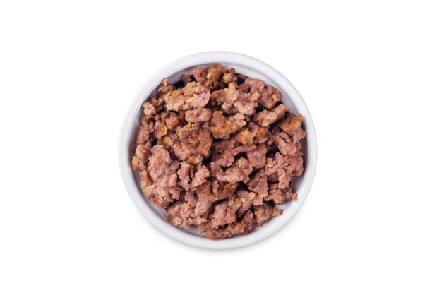 istock Fried ground meat in a white bowl on a white isolated background 2186500784