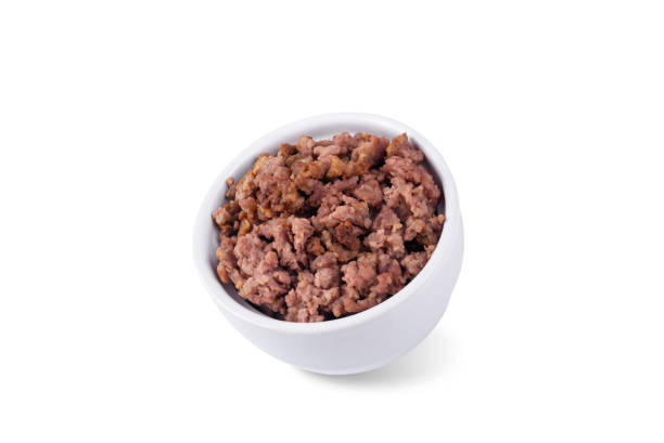 istock Fried ground meat in a white bowl on a white isolated background 2186500785